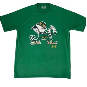 NOTRE DAME FIGHTING IRISH FOOTBALL x UNDER ARMOUR Green Logo T Shirt in Large
